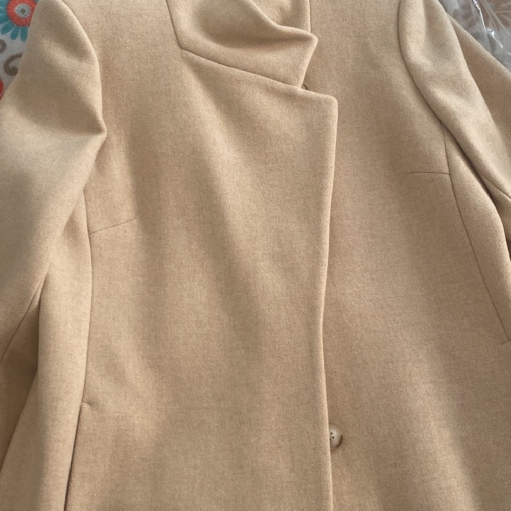 REISS Marcie Wool Blend Mid Length Coat Stone Color - Picture 16 of 16